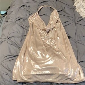 Shimmery champagne cowl neck top